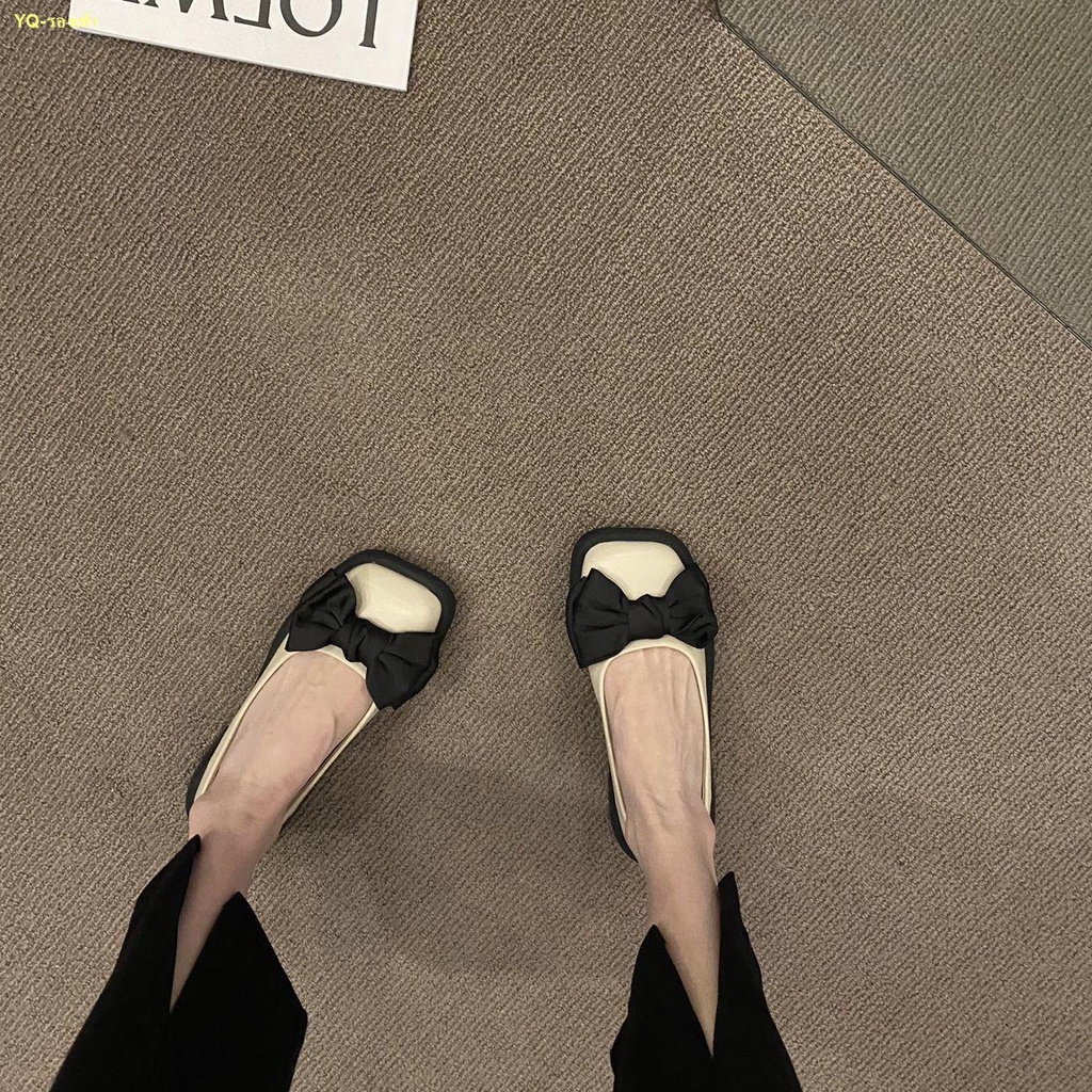 สินค้าเฉพาะจุด-โบว์หัวเหลี่ยมฝรั่งเศสกับกระโปรงผู้หญิง-2022-ใหม่รองเท้าแมรี่เจนรองเท้าแบน