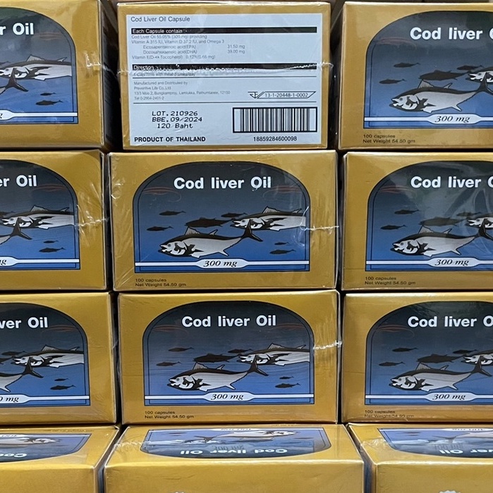 Exp.03/2026 Cod liver Oil น้ำมันตับปลา บำรุงสมอง บำรุงร่างกาย แผงละ 10 แคปซูล **ขายยกกล่อง 100 แคปซูล/กล่อง** [12933] - น้ํามันตับปลา ยี่ห้อไหนดี