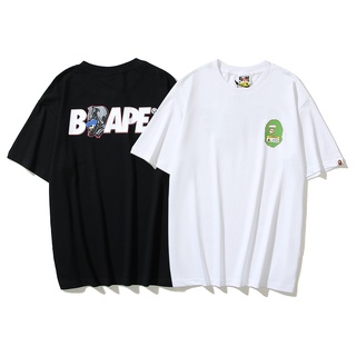 เสื้อยืดแขนสั้น ผ้าฝ้าย พิมพ์ลาย Bape แฟชั่นสําหรับผู้ชาย และผู้หญิง