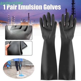 สินค้า AUGUSTINE 1 Pair Industry Gloves Long Safety Gloves Latex Gauntlets Anti-Static Acid Alkali Black Lab Rubber Thicken Labor Supplies