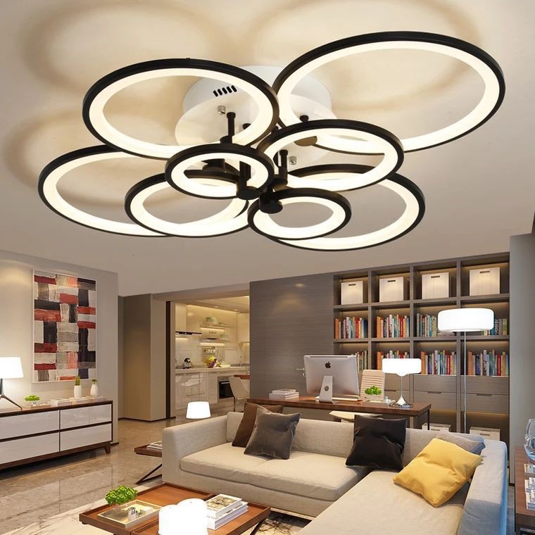 โคมไฟเพดานโมเดิร์น LED 3 สี โคมไฟห้อยเพดาน,โคมไฟแขวนเพดาน ด้วยรีโมท ...