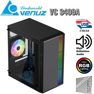 ภาพหน้าปกสินค้าCASE (เคสเกมมิ่ง) VENUZ รุ่น (VC3409A) Micro-ATX COMPUTER CASE พัดลม RGB สวยๆ ประกัน 1 ปี (VC3409) ที่เกี่ยวข้อง