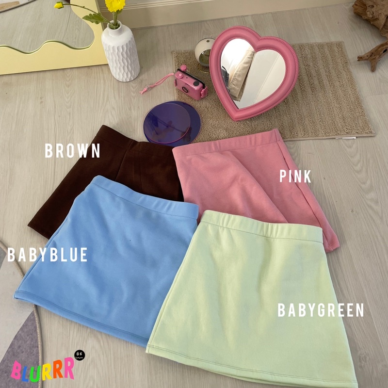 blurrr-angelic-short-skirt-brown-babyblue-babygreen-pink-lavender-green