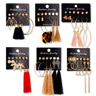 Ethnic Tassel Earrings Set Women Accessories