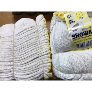 สินค้า SHOWA ถุงมือผ้า (1แพ็ค12คู่)โชวา 6 ขีดไม่ฟอก ถุงมือขาว ถุงมือทำงาน ถงมือก่อสร้าง ถุงมือทำสวน