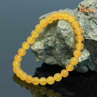 หินหยกเหลือง ขนาด 6 มิล Yellow Jade แต่งสี กำไลหินมงคล ดึงดูดความมั่งคั่ง เสริมความเจริญก้าวหน้า หินสีเหลือง by.ออมทอง