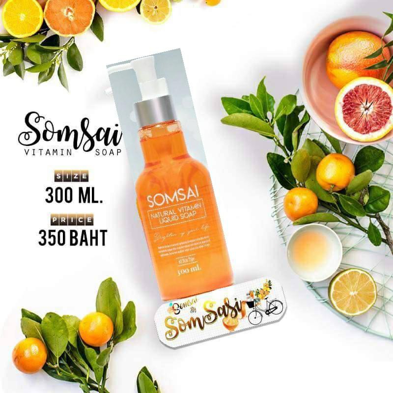 ส้มใส-somsai-naturul-soap-300ml-สบู่ล้างหน้าส้มใส-ของแท้แน่นอน-จัดส่งฟรีจ้า