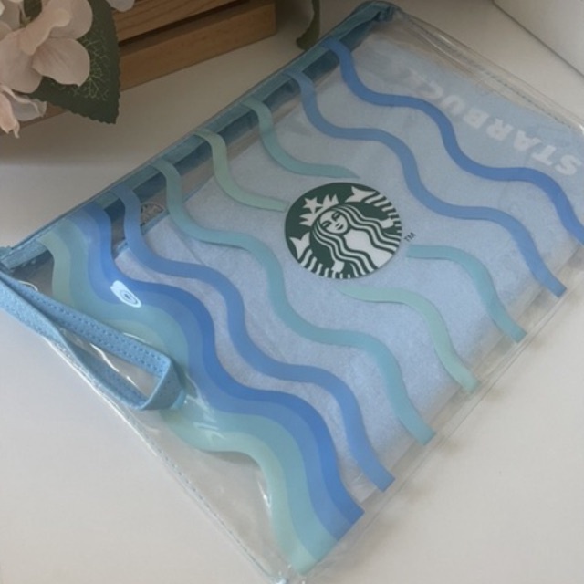 พร้อมส่ง-starbucks-ชุดกระเป๋าเจลลี่สีฟ้า-ของแท้-ของใหม่-ยังไม่แกะซีล