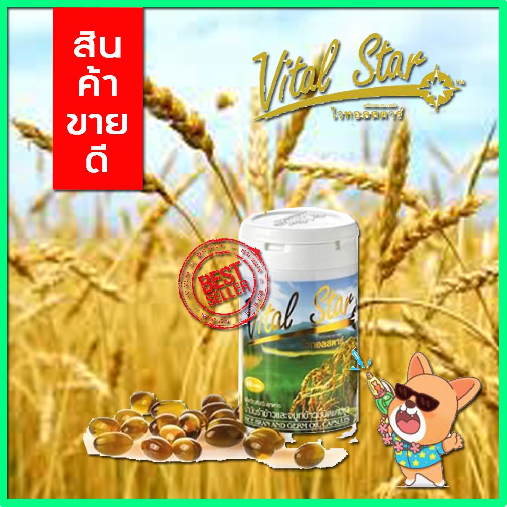 พร้อมส่ง-ของแท้-vital-star-ไวทอลสตาร์-น้ำมันรำข้าว-จมูกข้าว-1-กระปุก-60-แคปซูล