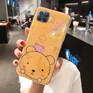 เคสโทรศัพท์ OPPO A93 Phone Case 2020 New Casing Cute Cartoon Bear Silicone Colorful Cherry Blossoms Back Cover เคส