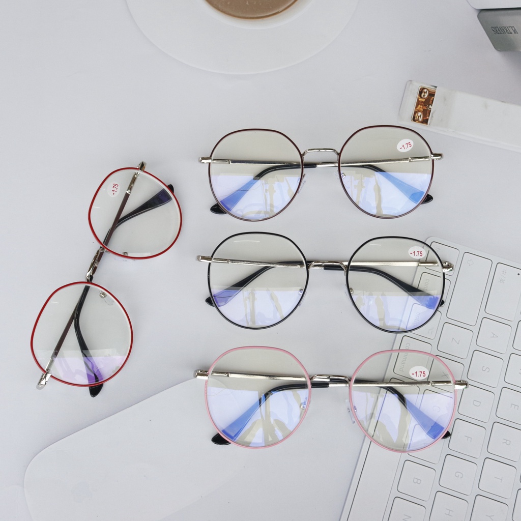 แว่นสายตาสั้น-เลนส์บลู-กรอบโลหะ-ป้องกันรังสีสีฟ้า-แว่นตาป้องกันคอมพิวเตอร์-405