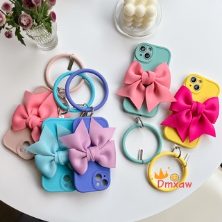 เคสโทรศัพท์มือถือ ซิลิโคนนิ่ม ประดับโบว์ใหญ่ พร้อมสายคล้องมือ สไตล์เกาหลี สําหรับ OPPO A57 A77 2022 Find X5 Pro X3 Pro A12 A7 A5S A12E A3S A83 A1 F11 F9
