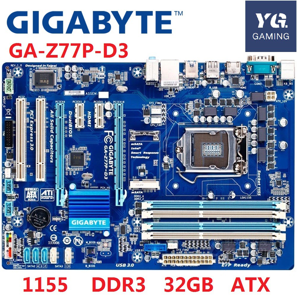 ภาพหน้าปกสินค้าGIGABYTE GA-Z77P-D3 เมนบอร์ดเดสก์ท็อป Z77 ซ็อคเกต LGA 1155 i3 i5 i7 DDR3 32G ATX UEFI BIOS เมนบอร์ดมือสองของแท้ จากร้าน yagao.th บน Shopee