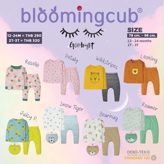 Bloomingcub ชุดนอนเด็ก เสื้อแขนยาว กางเกงขายาว ไม่มีตะเข็บกลาง ทำให้ใส่สบาย ผ้าคอตตอนนุ่มมาก ไซส์ 6 เดือน-3 ขวบ