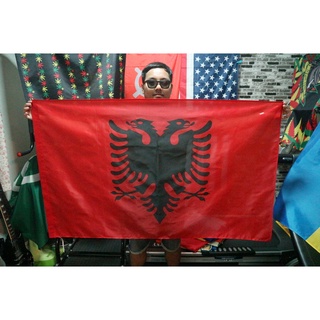 &lt;ส่งฟรี!!&gt; ธงชาติ แอลเบเนีย Albania Flag 4 Size พร้อมส่งร้านคนไทย
