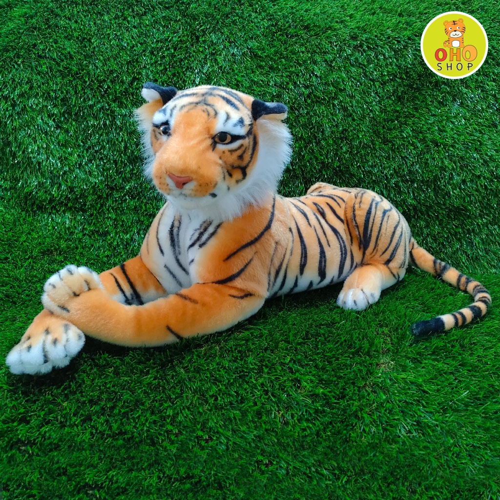 ตุ๊กตาเสือโคร่งหมอบมีหลายขนาดเลือกถูกใจ-ขนไม่ร่วง-ซักทำความสะอาดได้-ปลอดภัยสำหรับเด็ก