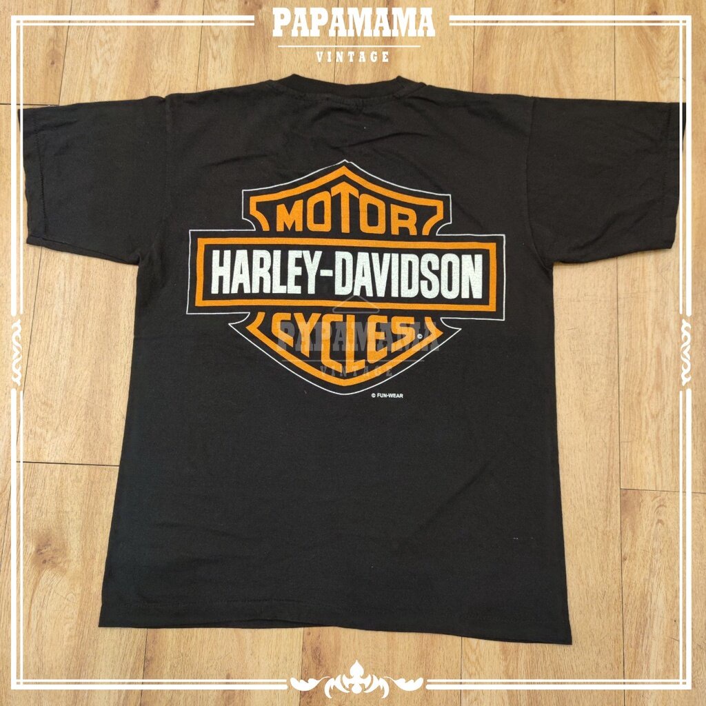 h-harley-davidson-x-taz-mania-looneytunes-เสื้อวินเทจ-เสื้อการ์ตูน-papamama-vintage-shirt-เสื้อยืดคอกลมผ้าฝ้าย