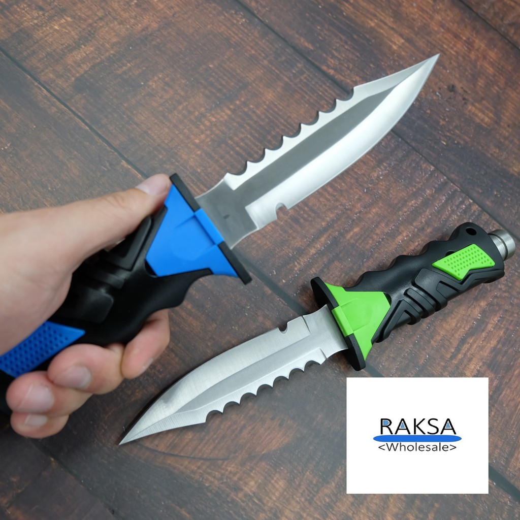 RAKSA Wholesale DK01-GREEN and BLUE มีดดำน้ำ มีดเดินป่า มีดใบตาย 420J2 ...