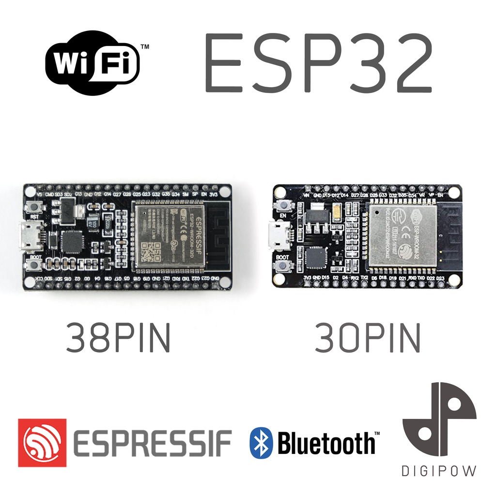 ภาพหน้าปกสินค้าESP32 Node32 ESP-32 DEVKIT Wifi Bluetooth Arduino Development Board Ultra-Low Power 30Pin 38Pin จากร้าน digipow บน Shopee