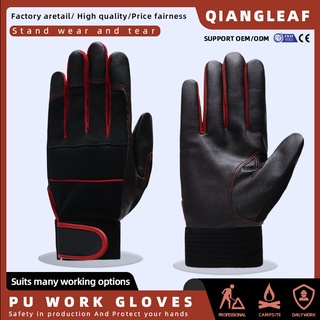 สินค้า QIANGLEAF Brand  ถุงมือทํางาน ultrathin ถุงมือพิสิฐเส้นใยออสแมนถุงมือนิรภัยสวมถุงมือเย็บสีดำและสีขาว 2610