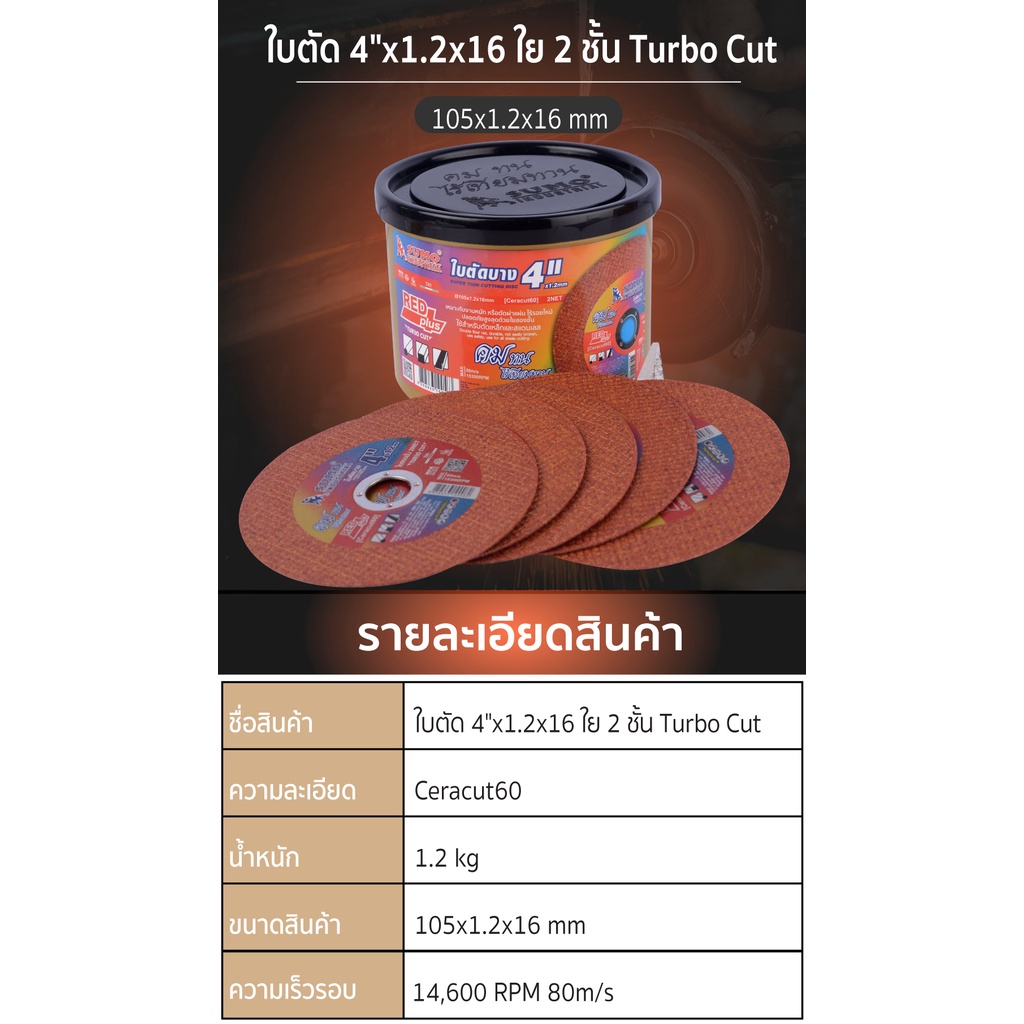 ใบตัดบาง-sumo-turbo-cut-ใบละ-9-ใบตัดสแตนเลส-sumo-แผ่นตัดบาง-sumo-4-นิ้ว-x-1-2-x-16-ใย-2-ชั้น