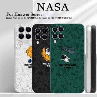เคสโทรศัพท์ซิลิโคน TPU แบบนิ่ม ลายนักบินอวกาศ NASA Moon สําหรับ Huawei Nova 7i 5T 3i Y6P Y7A 2020 Y6Pro Y9 Prime Y9 2019 Y9S