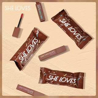 ราคาลิปสติก SHE LOVES Silky Chocolate Mist Lip Gloss รุ่น ช็อกโกแลต เนื้อกำมะหยี่ แมตต์ ลิปดังติ๊กต็อก ดินสอเขียนคิ้ว