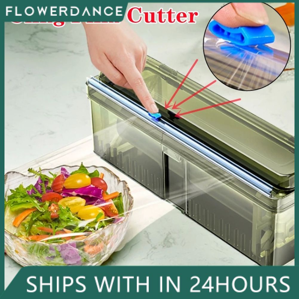 ห่อพลาสติกอาหารที่มีสไลด์ปรับตัดกล่องเก็บโปร่งใสการเก็บรักษาฟิล์มตัดกล่องครัวเรือน-flowerdance
