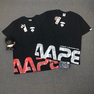 เสื้อยืด AAPE A BATHING APE BAPE LOGO 3 รูปแบบ ด้านหน้า สีเทา สีแดง ครีม คุณภาพพรีเมี่ยม