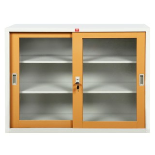 File cabinet CABINET STEEL KSG-120-EG BROWN Office furniture Home &amp; Furniture ตู้เอกสาร ตู้เหล็กบานเลื่อนกระจก KSG-120-E