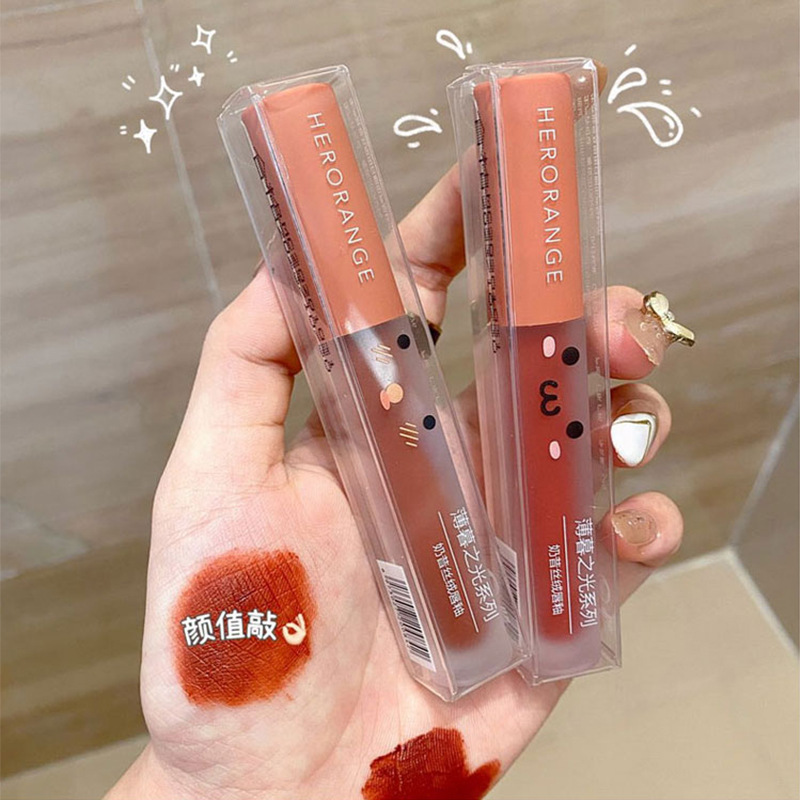 herorange-six-color-ลิปแลคเกอร์กำมะหยี่-matte-lip-gloss-ลิปสติก