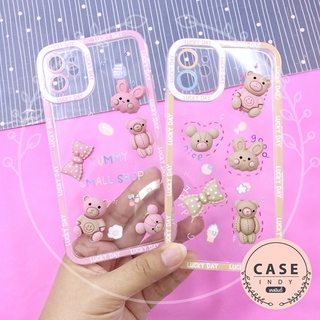 เคสเรียลมี  Realme 5 C35 เคสมือถือนิ่มใสกันกล้อง ซิลิโคน TPU ติดการ์ตูนหมีกระต่ายนูน