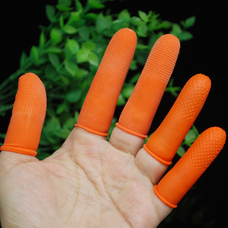 ปลอกนิ้วกันลื่นสีส้ม-pockmarked-ยางลาเท็กซ์แบบใช้แล้วทิ้ง-ยางหนา-การป้องกัน-การนับเงิน-เพจจิ้ง-ปลอกนิ้วครู