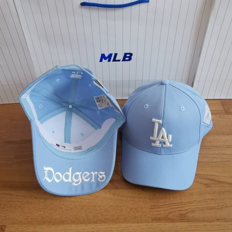 mlb-diamond-logo-patch-ball-cap-หมวกสีฟ้า-โลโก้-la-ปักตกแต่งด้านข้าง-ใต้ปีกปัก-dodgers