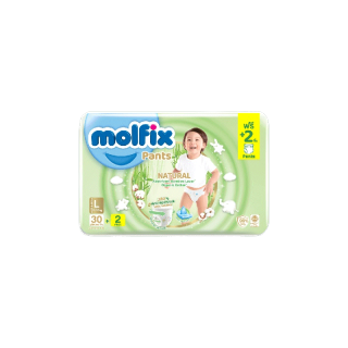 Molfix ผ้าอ้อมเด็กโมลฟิกซ์ เนเชอรัล แพ้นส์ L 30+2 ชิ้น