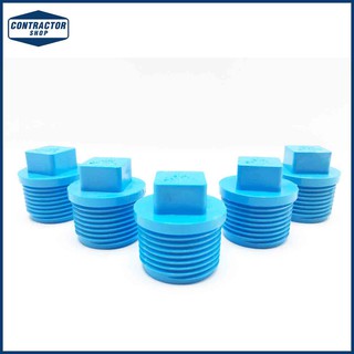 ปลั๊ก อุด PVC พีวีซี เกลียว นอก หนา-ฟ้า ตราช้าง ขนาด 1" #VALVE PLUG-WS B (5ตัว/แพค)