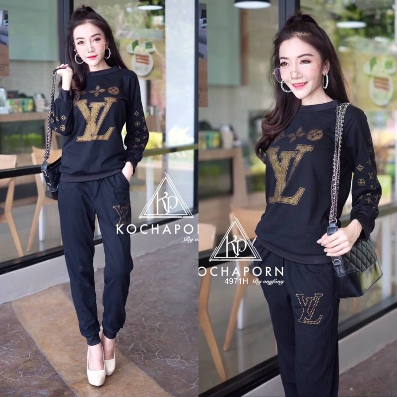 TW4971Set เสื้อ+กางเกงพิมพ์ลายคมชัด ลายสัญลักษ์ต่างๆของแบรนด์ โดดเด่น ...