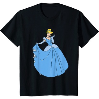 เสื้อยืดผ้าฝ้ายพรีเมี่ยม เสื้อยืด พิมพ์ลาย Disney Princess Cinderella in Ballgown สไตล์คลาสสิก