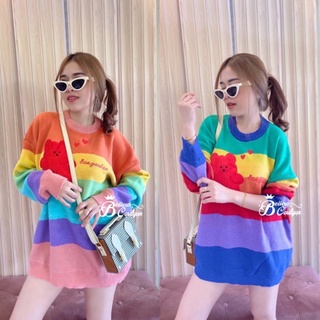 เสื้อกันหนาวแขนยาวสายรุ้ง🌈 เสื้อขนนุ่มฟู