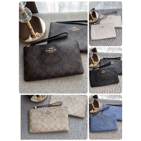 ส่งฟรี-ผ่อน0-new-coach-large-corner-zip-wristlet