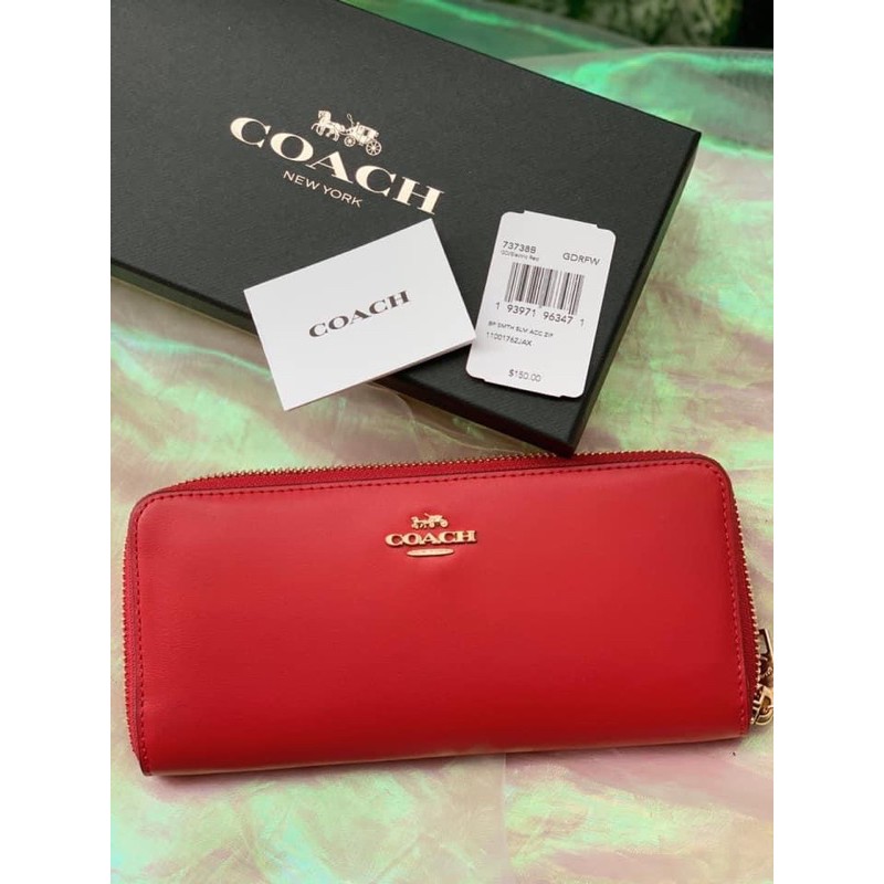 coach-walet-ซิปรอบ-สีแดงหนังเรียบค่ะ-มาพร้อมกล่อง-การ์ด-ค่ะสวยมาก-อะไหล่ทองจ้า