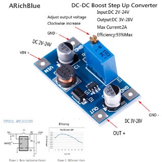 Arichblue พาวเวอร์ซัพพลายแปลงแรงดันไฟฟ้า 2A Dc-Dc 2V-24V เป็น 3v 5v 6v 9v 12v