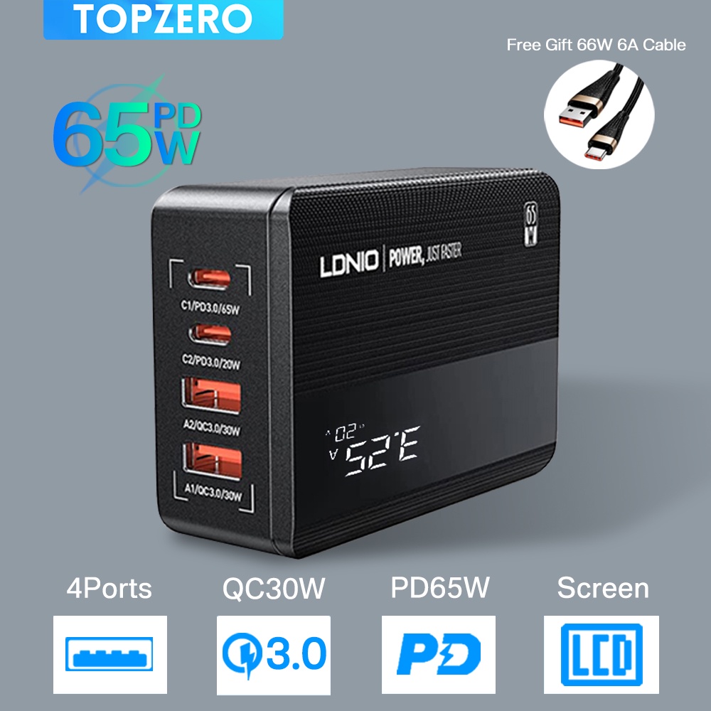 USB Charger Multiple Ports QC3.0 PD65W Quick Charge Phone Charger Adapter For iPhone Samsung