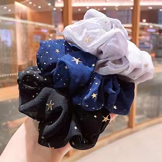 พร้อมส่ง-ใหม่-scrunchies-ที่จับผมหางม้า-ผ้าชีฟอง-รูปดาว-หรูหรา