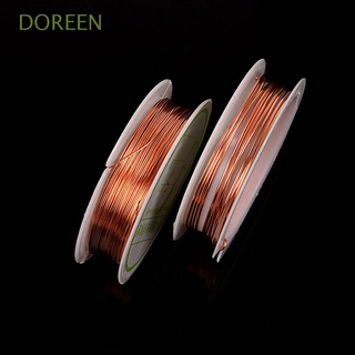 DOREEN สายลวดทองแดง ขนาด 0.2 0.25 0.3 0.4 0.5 0.6 0.8 1 มม. หลายสี สำหรับร้อยลูกปัด สร้อยคอ เครื่องประดับแฮนด์เมด DIY 1 ม้วน