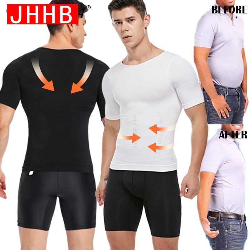 Compression Slimming T-shirt Men Body Shaper Waist Trainer Fitness