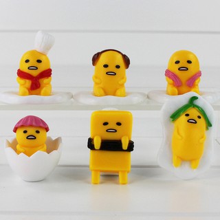 โมเดลไข่ขี้เกียจ ฟิกเกอร์กุเดทามะ (Gudetama) ชุด 6 ตัว น่ารักๆ