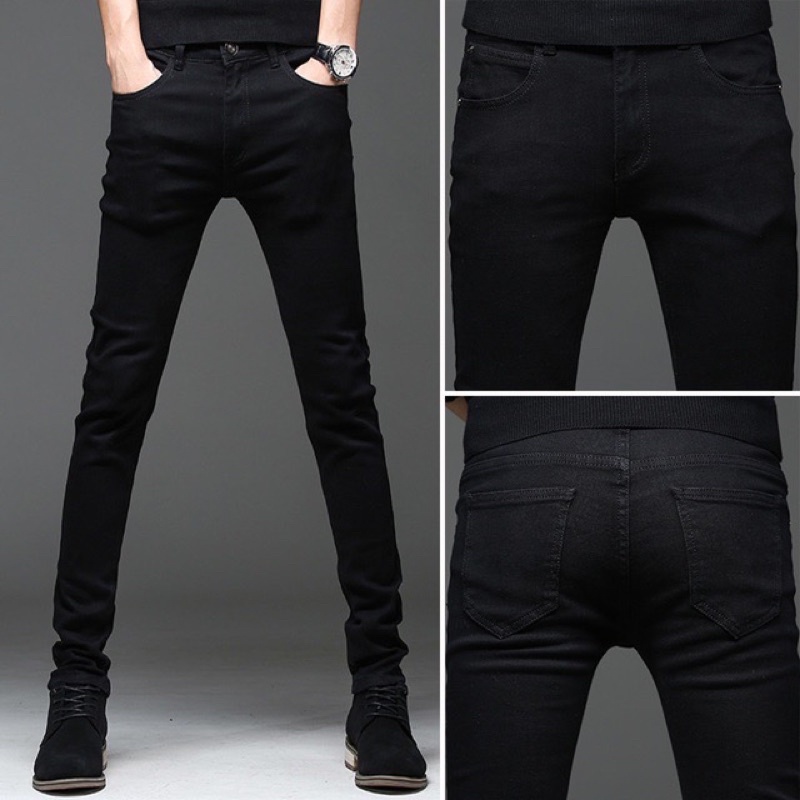 กางเกงยีนส์-กางเกงสีดำสำหรับผู้ชาย-กางเกงขายาวแบสบายๆ