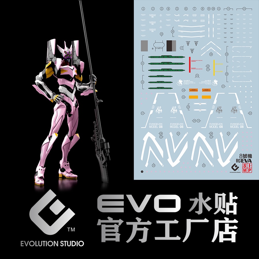 ดีคอลน้ำ [EVO] E-EVA08 Evangelion EVA 08 RG 1/144 WATER DECAL ...