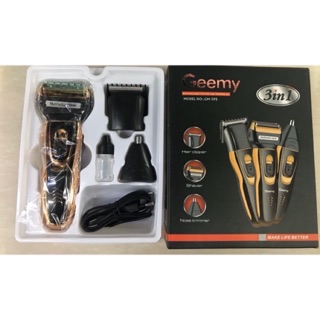 Geemy GM-595. ชุดปัตเลี่ยนไร้สาย 3in1 ตัดขนจมูก+ตัดผม+โกนขน คุ้มสุดๆ multi-purpose razor - charging clippers